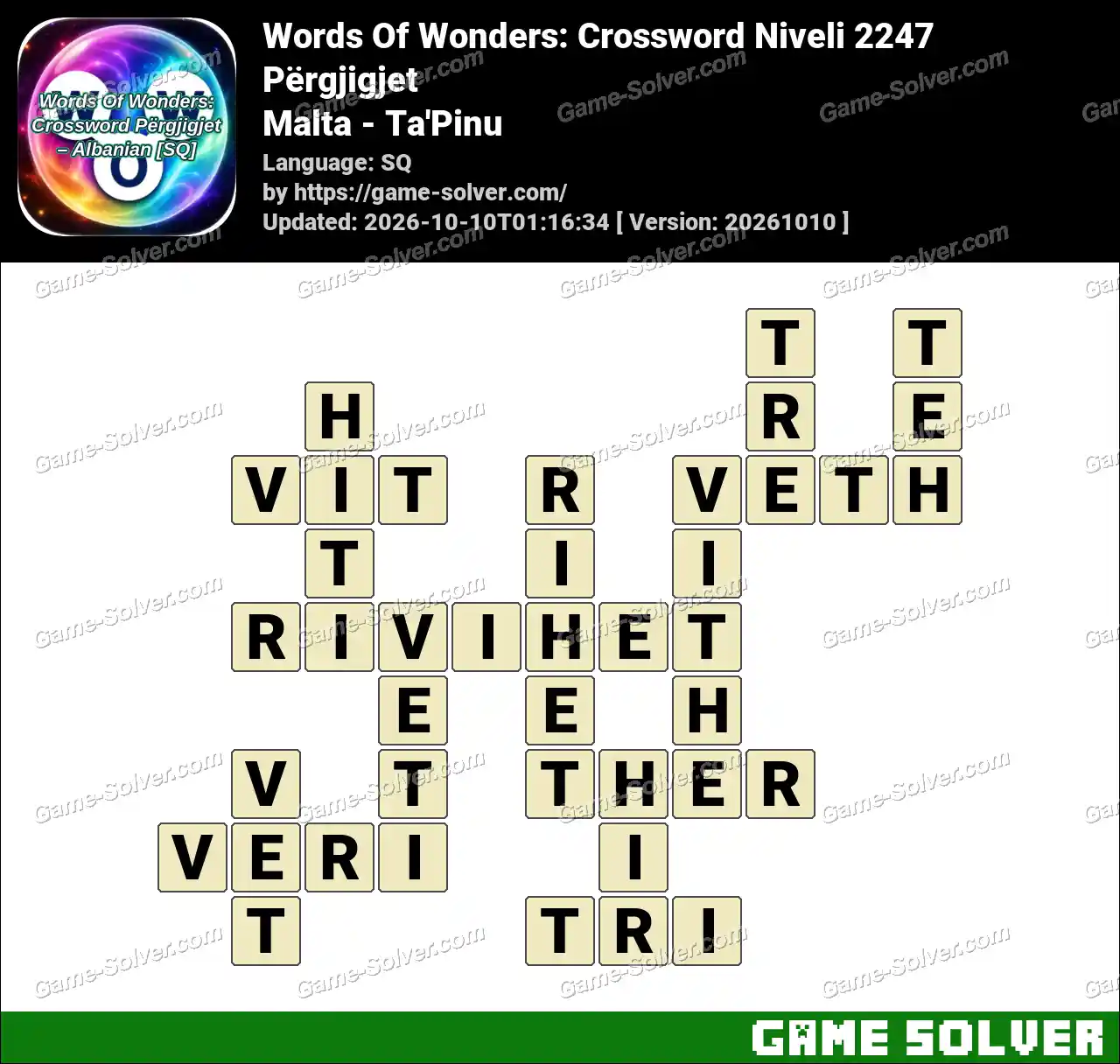 Words Of Wonders: Crossword Niveli 2247 Përgjigjet – Malta – Ta’Pinu
